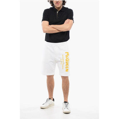 Alexander McQueen Brushed Cotton Shorts with Printed Logo