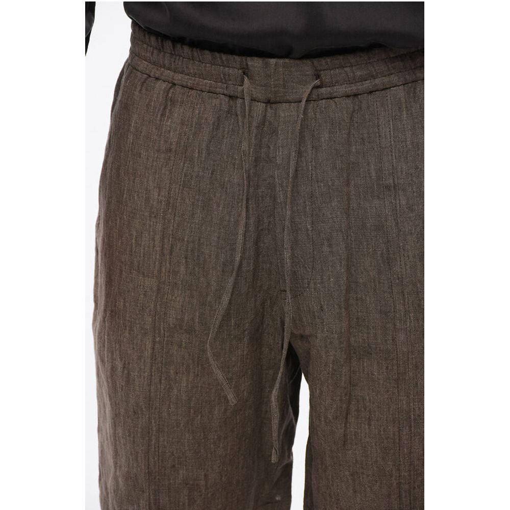 Armani EMPORIO 4-Pocketed Linen Shorts with Drawstring