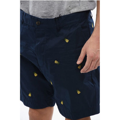 Dsquared² Cotton Shorts With Ananas Embroidery