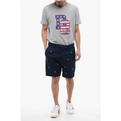 Dsquared² Cotton Shorts With Ananas Embroidery