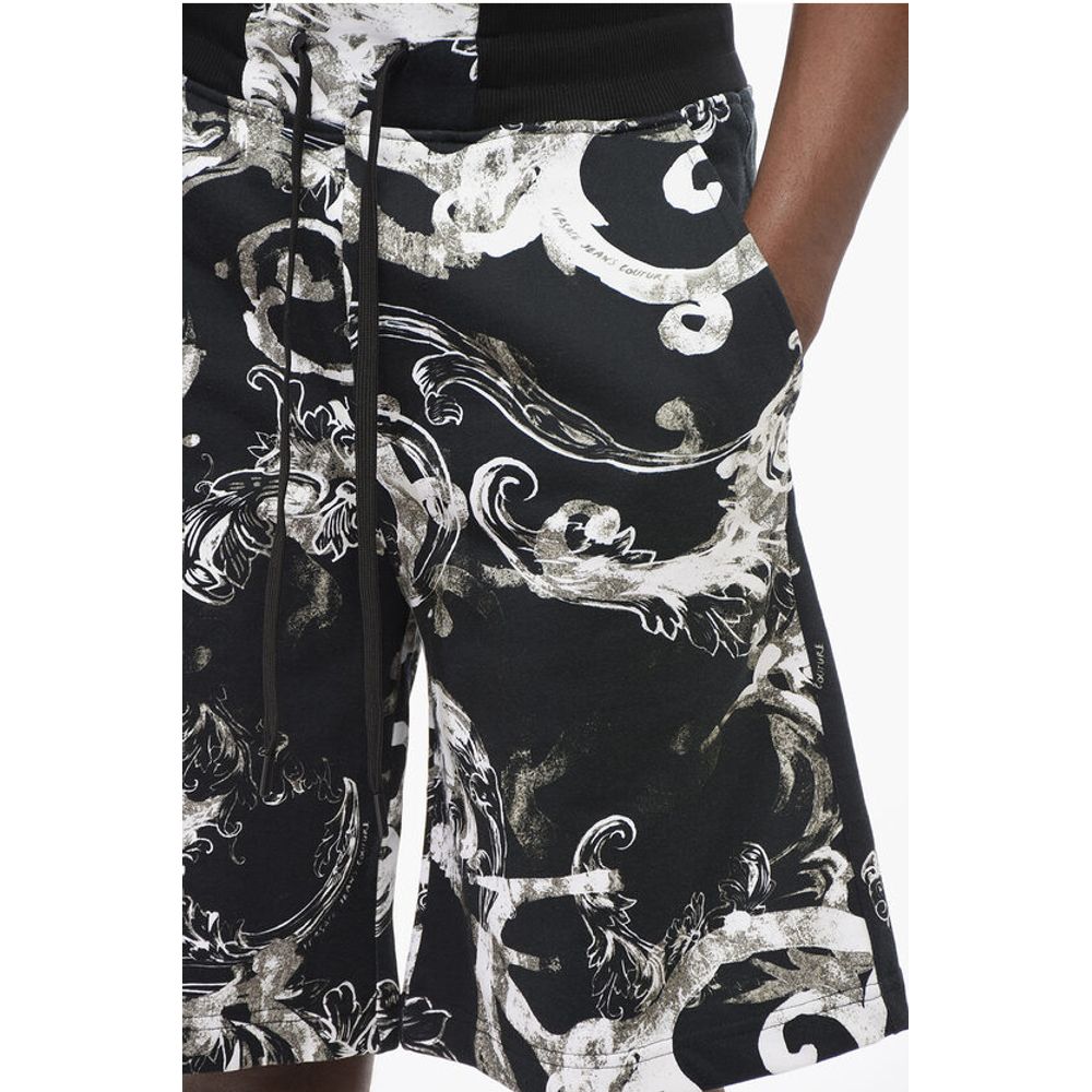 Versace JEANS COUTURE Brushed Cotton Shorts with Barocco Motif