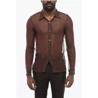 Dries Van Noten Iridescent CONGREVE Silk Chiffon Shirt