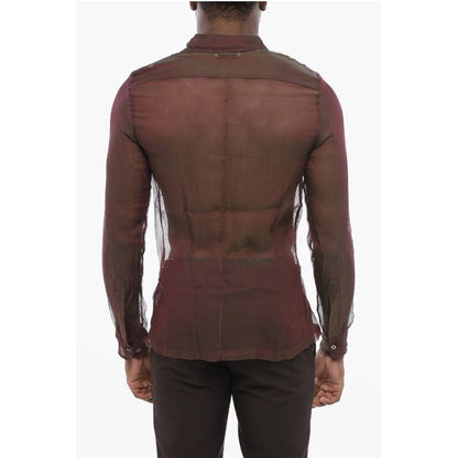 Dries Van Noten Iridescent CONGREVE Silk Chiffon Shirt