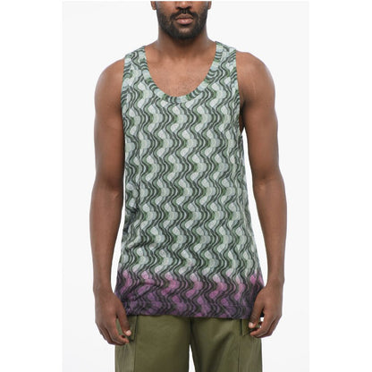 Dries Van Noten Cotton Tank Top with Abstract Pattern