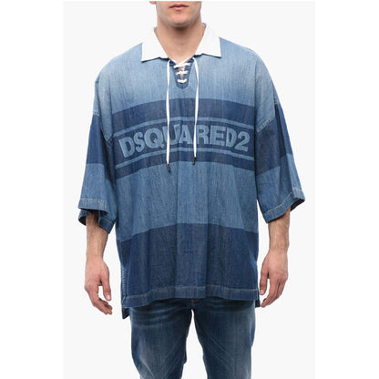 Dsquared² Denim Rugby Shirt with Oversized Fit