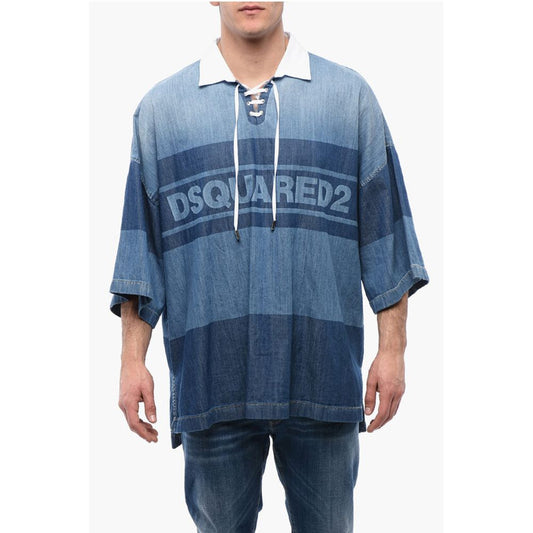 Dsquared² Denim Rugby Shirt with Oversized Fit