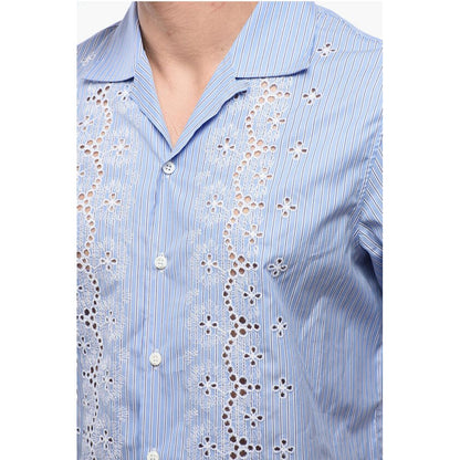 Dsquared² Striped SUNSET BOWLING Shirt with Broderie Anglaise