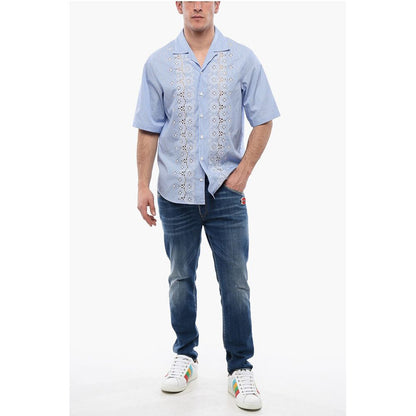 Dsquared² Striped SUNSET BOWLING Shirt with Broderie Anglaise