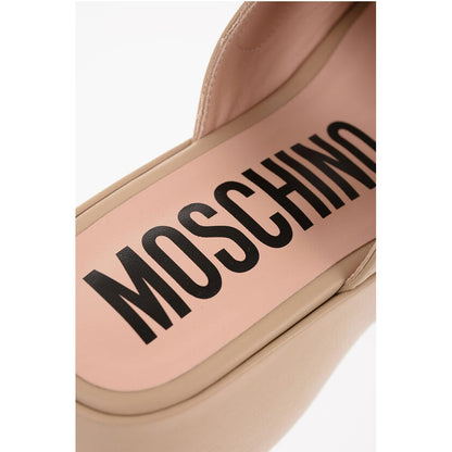 Moschino COUTURE! Leather DOLLY75 Sandals with Golden-Effect Double B