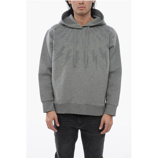 Neil Barrett Cotton Neoprene FAIRISLE THUNDERBOLT Hoodie