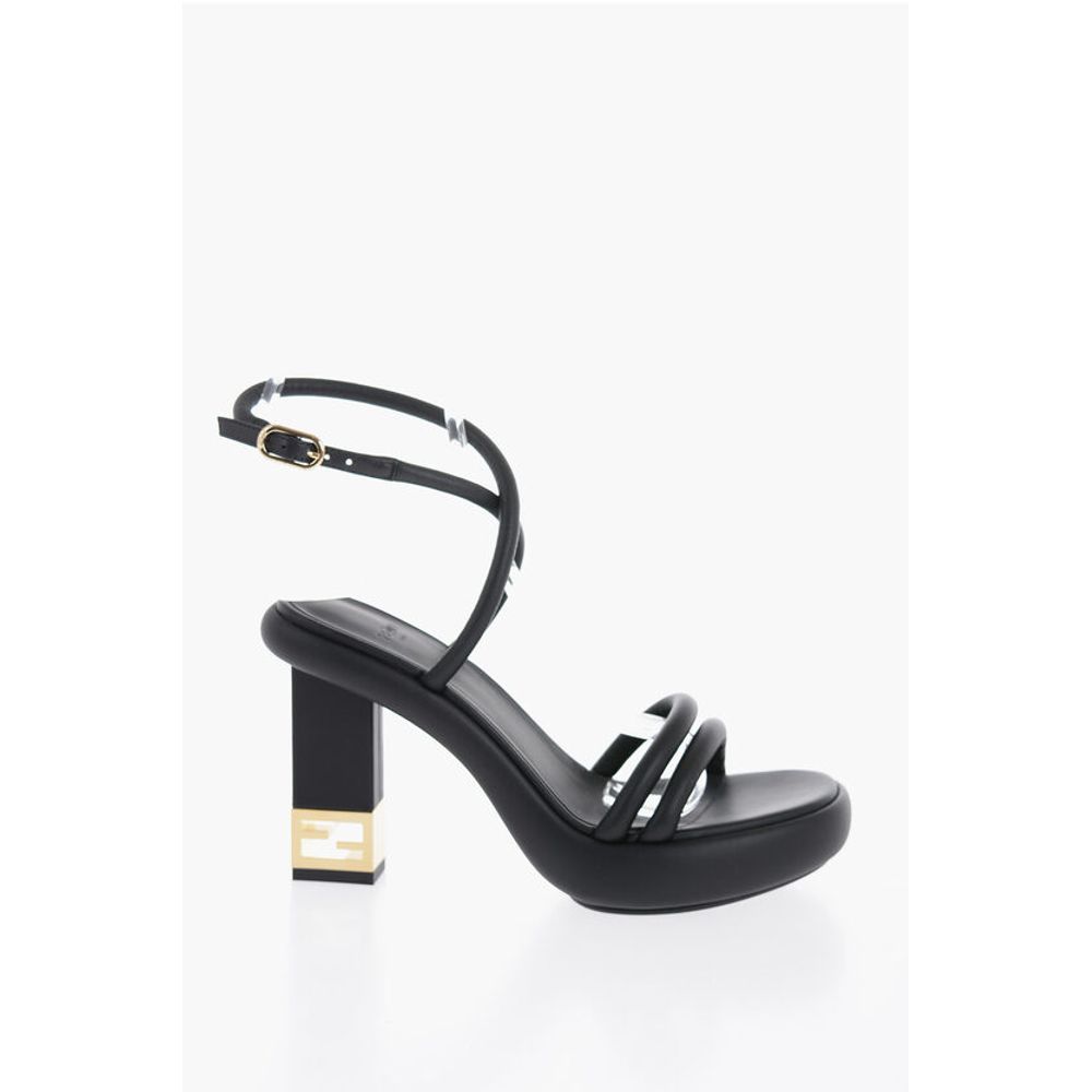Fendi Logoed Heel Leather Sandals 10cm