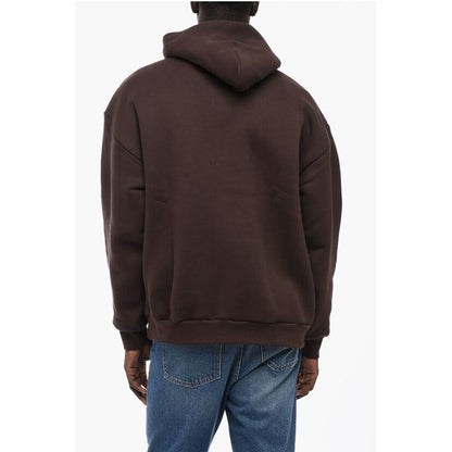 Cultura Fleeced-Cotton Hoodie with Contrast Logo