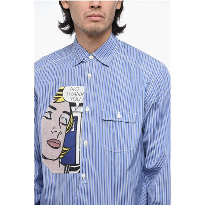 Junya Watanabe Striped Oversized Shirt with Pop Art Patch