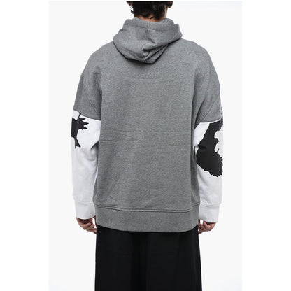 Neil Barrett Fleeced Cotton Hoodie with Suede Patches