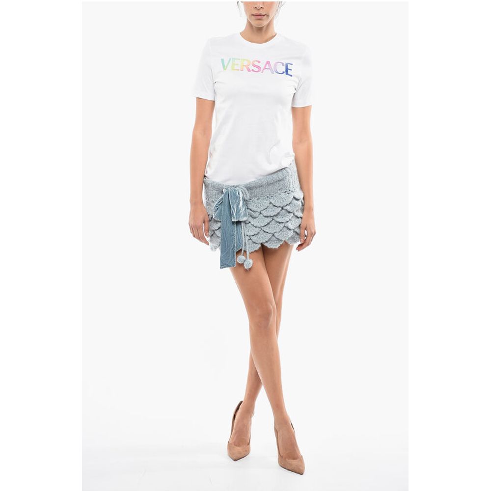 Matimì Wool Ruffled Mini Skirt with Self-tie Detail