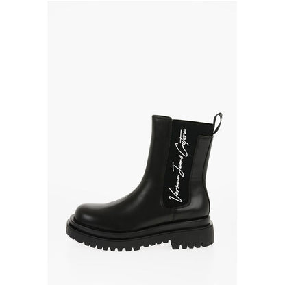 Versace JEANS COUTURE Faux Leather DREW Chelsea Boots with Contrasti