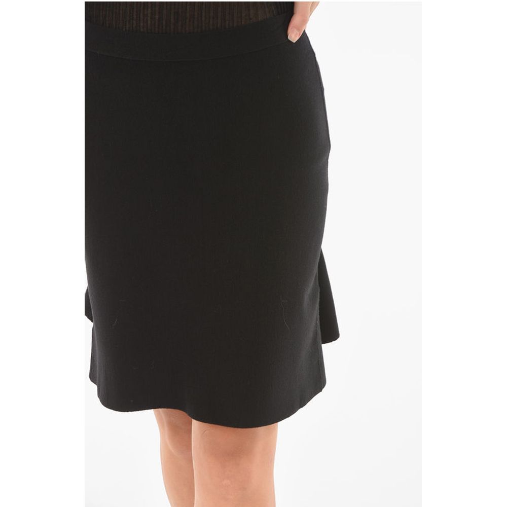 Bottega Veneta Stretched Wool Godets Miniskirt with Waist Drawstring