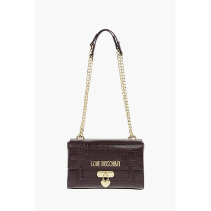 Moschino LOVE Crocodile Printed Faux Leather Crossbody Bag