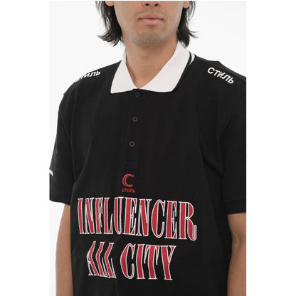 Heron Preston Pique Cotton INFLUENCER 3-Buttons Polo Shirt with Maxi Embro