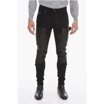 Amiri Stretchy WORKMAN Skinny Denims with Leather Detailing 16cm