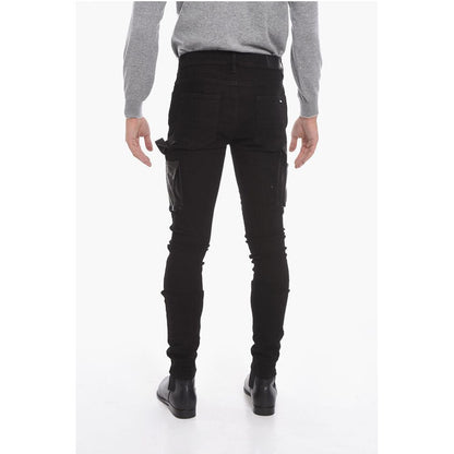 Amiri Stretchy WORKMAN Skinny Denims with Leather Detailing 16cm