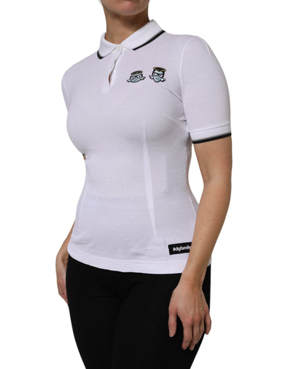 Dolce & Gabbana White Cotton Short Sleeves Collared Polo Top