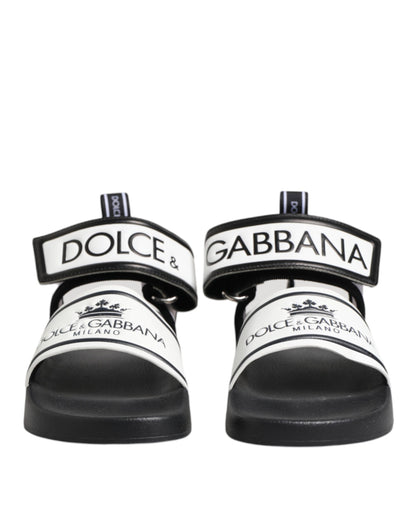 Dolce & Gabbana Black White DG Logo Slides Sandals Shoes