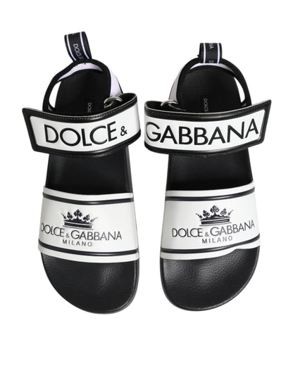 Dolce & Gabbana Black White DG Logo Slides Sandals Shoes