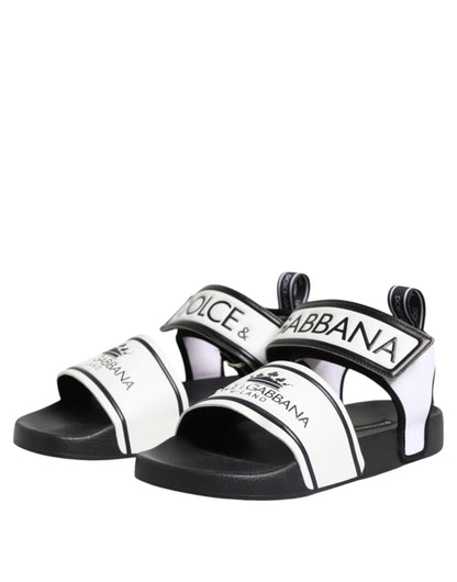 Dolce & Gabbana Black White DG Logo Slides Sandals Shoes