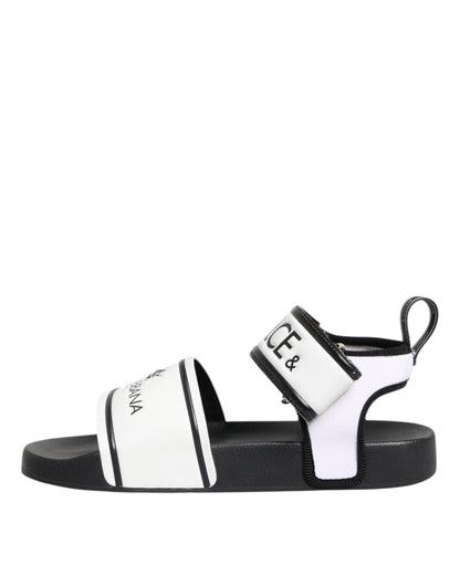 Dolce & Gabbana Black White DG Logo Slides Sandals Shoes