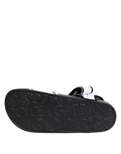 Dolce & Gabbana Black White DG Logo Slides Sandals Shoes