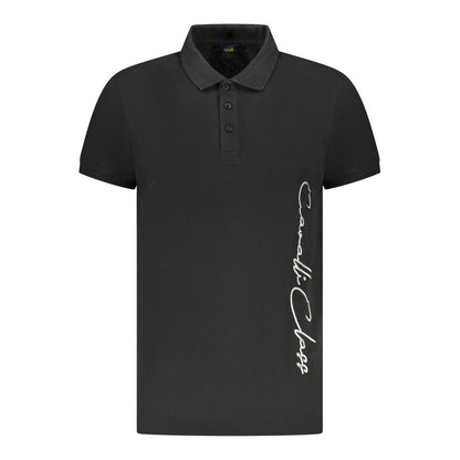 Cavalli Class Black Cotton Men Polo Shirt