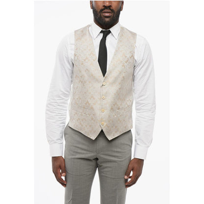Corneliani Embroidered Silk Blend Vest 4 Buttons