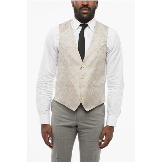 Corneliani Embroidered Silk Blend Vest 4 Buttons