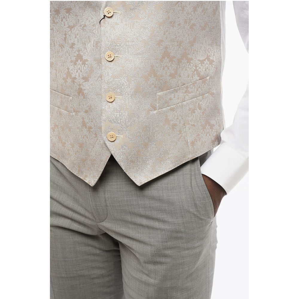 Corneliani Embroidered Silk Blend Vest 4 Buttons
