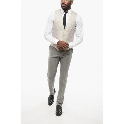 Corneliani Embroidered Silk Blend Vest 4 Buttons