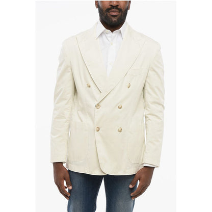 Corneliani CC COLLECTION Unlined Double Breasted Blazer With Peak Lapel
