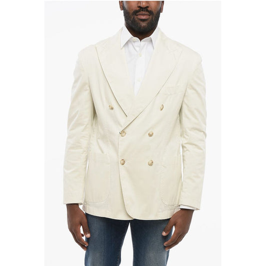 Corneliani CC COLLECTION Unlined Double Breasted Blazer With Peak Lapel
