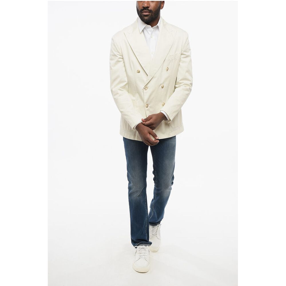 Corneliani CC COLLECTION Unlined Double Breasted Blazer With Peak Lapel
