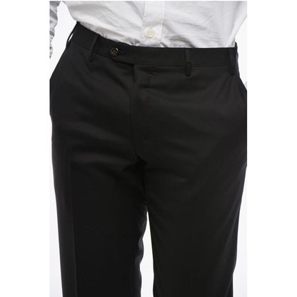 Corneliani Virgin Wool ACADEMY Pants with Hidden Closure