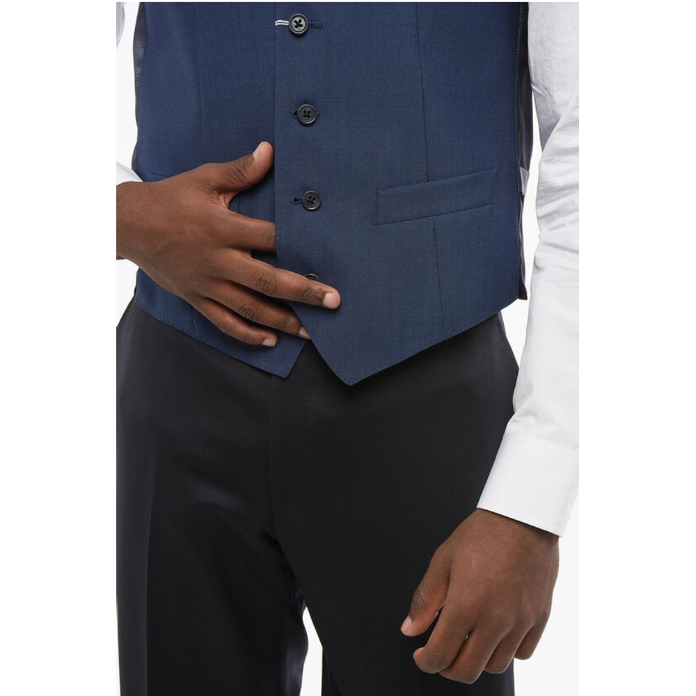 Corneliani Virgin Wool Vest with Half-Belt