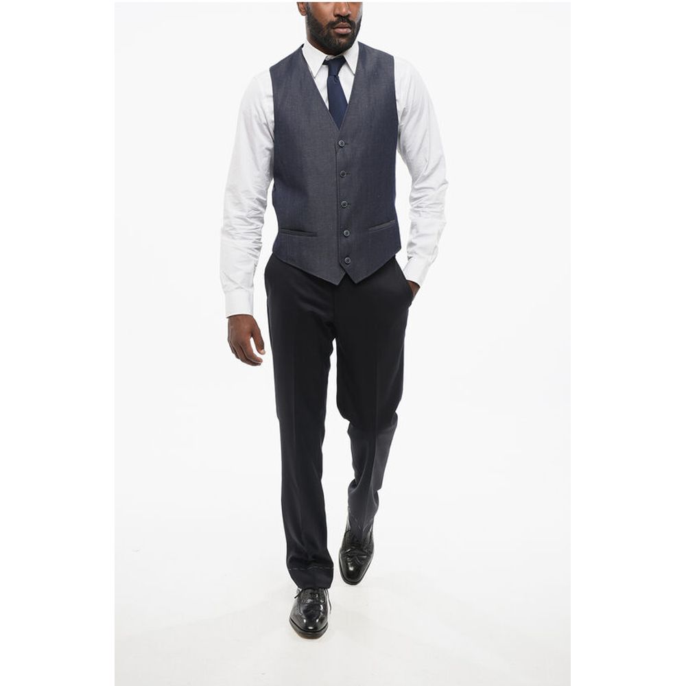 Corneliani Denim Effect Vest with Half-Belt