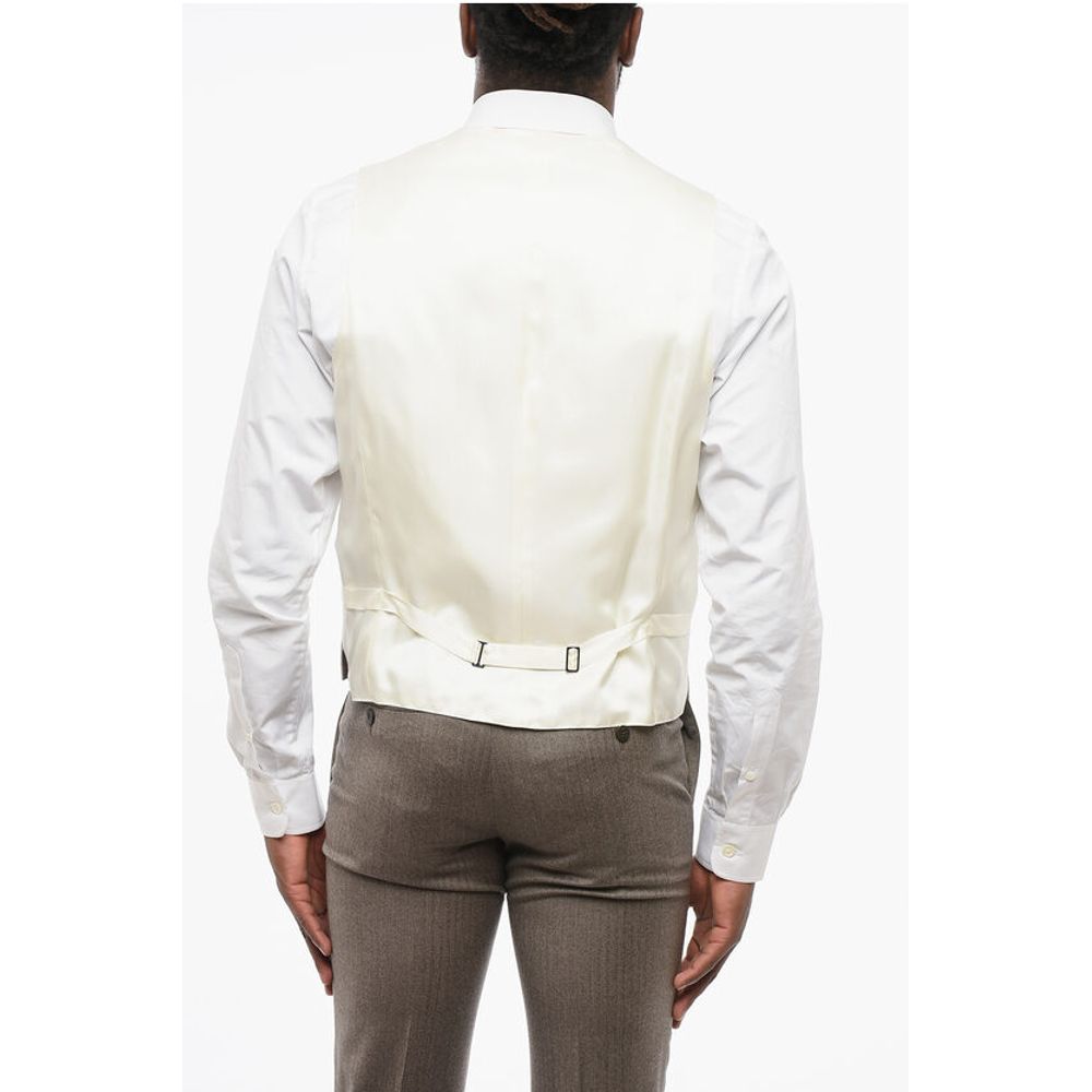 Corneliani CODE 4 Buttons Silk Blend Vest With Jetted Pockets