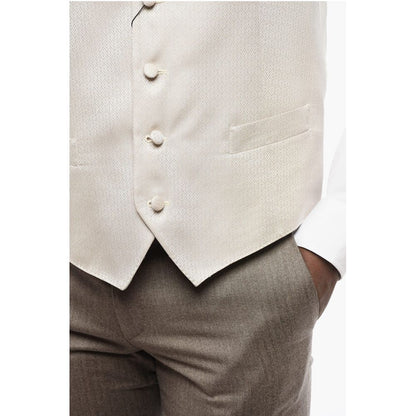 Corneliani CODE 4 Buttons Silk Blend Vest With Jetted Pockets