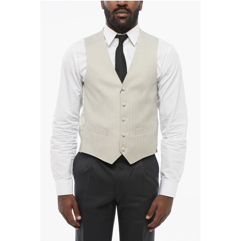 Corneliani 5 Buttons Wool Vest With Jet Pockets