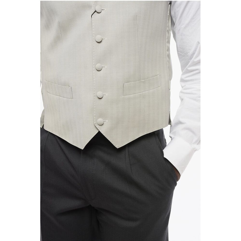 Corneliani 5 Buttons Wool Vest With Jet Pockets