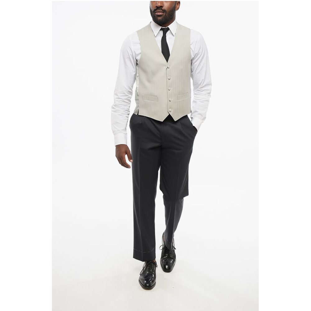 Corneliani 5 Buttons Wool Vest With Jet Pockets