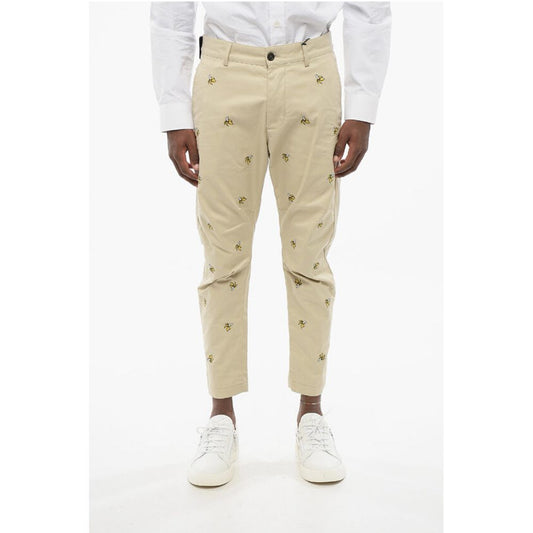 Dsquared² Cotton BANANA Chinos Pants with All-Over Embroideries