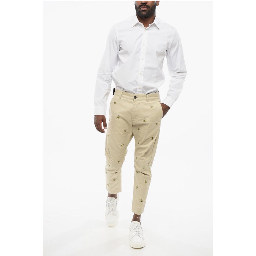 Dsquared² Cotton BANANA Chinos Pants with All-Over Embroideries