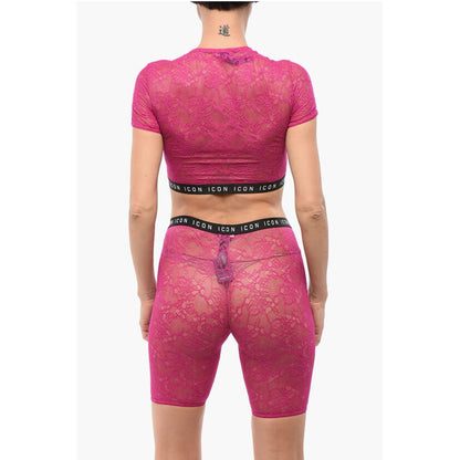 Dsquared² Lace Crop Top with Logoed Elastic Band